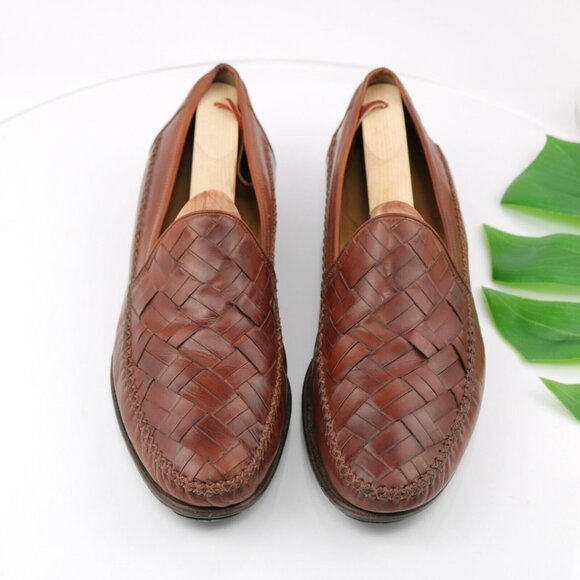 Johnston & Murphy Other - Johnston Murphy Mens Venetian Loafer Size 11 M Woven Brown Leather Slip On Shoe